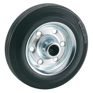 Transportgeräterollen-Rad mit Vollgummireifen - 80 x 25 mm - Nabenlänge 40 mm